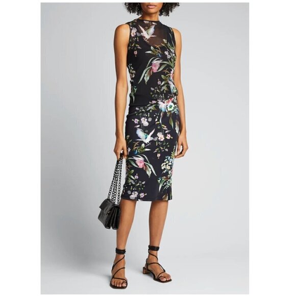 FUZZI Floral Dress in Navy Size Small NWT - Picture 1 of 10